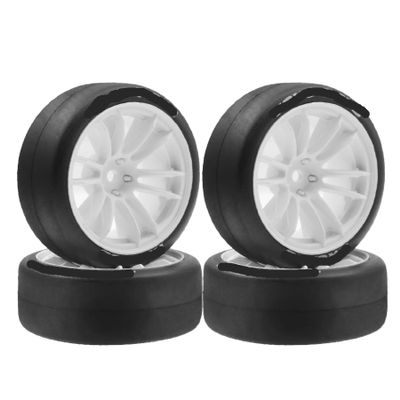 4pcs 1/10 65mm Hard Drift Tire Tyre Compatible with TT01 TT02 XV01 PTG-2 RC Drift Car On Road Touring Racing Car(White)