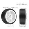 4pcs 1/10 65mm Hard Drift Tire Tyre Compatible with TT01 TT02 XV01 PTG-2 RC Drift Car On Road Touring Racing Car(White) view 3