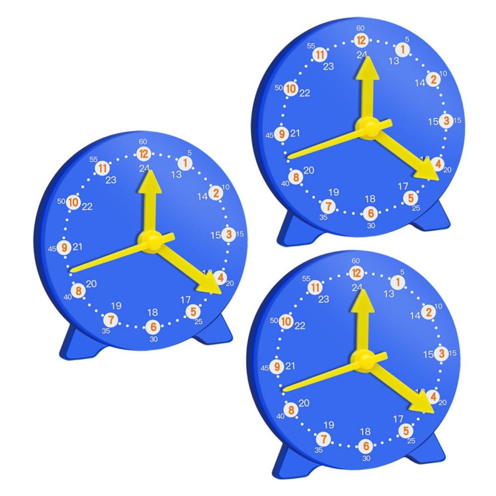 SOPOTUTU 3pcs Boys and Girls Room Clock Learn to Read Clock Models Educational Teaching Aids
