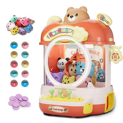 Joyfox Claw Machine for Kids, Cute Vending Machine for Age 5+, Bear Fun Toy with Prizes Plush and Capsule Inside for Girls, Birthday Party Gifts Provides Hours of Fun for Kids