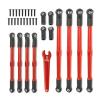 RC Car Upgrade Parts for Traxxas for Summit for Revo 3.3 1/10 8pcs Metal Push Rod Toe Links Turnbuckle 5319X 5338R RC Car Upgrade Parts Accessories(Red)