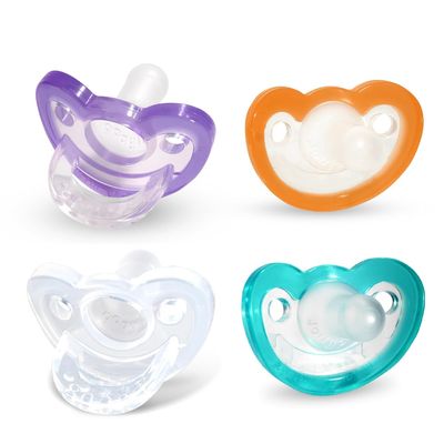 RaZbaby Jollypop Pacifier for Babies 3 Months and Up, USA Made, Natural Shaped Orthodontic Binky, Lovingly Shared in NICUs & Hospitals Worldwide, Medical-Grade 100% BPA-Free, 3m+ (Variety, 4 Count)