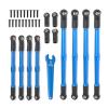 RC Car Upgrade Parts for Traxxas for Summit for Revo 3.3 1/10 8pcs Metal Push Rod Toe Links Turnbuckle 5319X 5338R RC Car Upgrade Parts Accessories(Blue)