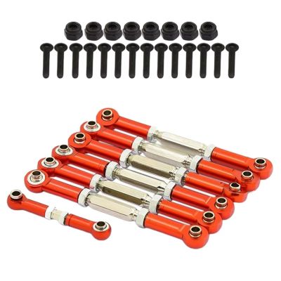 RC Spare Part Compatible with Traxxas for Slash 2WD 1/10 Rc Car Adjustable Aluminum Alloy Steering Pull Rod Upgrade Sets with Rod Ends(Red)