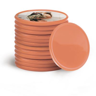 200-1000 Custom Poker Chips, 15 Colors Custom Plastic Tokens Personalized Logo/Text/Photo, Double Sided Print on a Chip, with Storage Box, Good for Drink Token, Bar, Business Card (Orange Red)