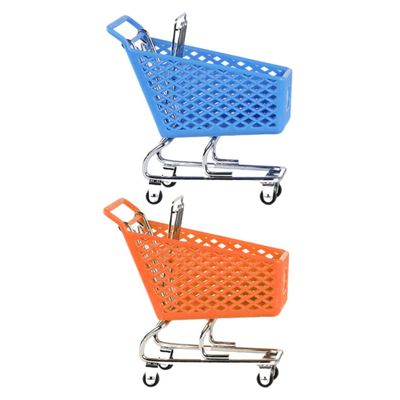 PERSELOSO 2pcs Mini Shopping Cart Storage Baskets Wire Baskets for Organizing Creative Storage Cart Adornment Random Color