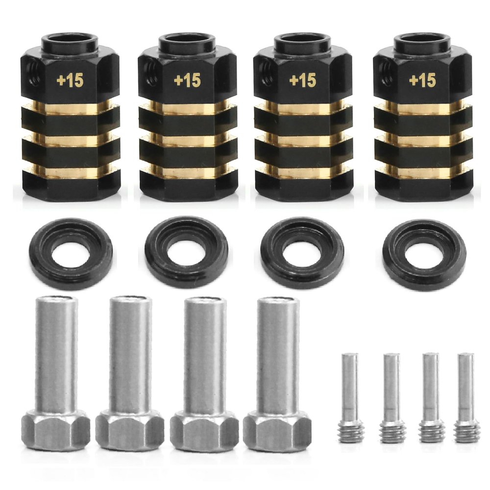 4PCS 12mm Wheel Hubs Hex Pins Adapter-Heavy Duty Brass (8/10/15/20mm) for TRAXXAS TRX4 TRX6 1/10 RC Crawler Car Upgrade Parts (20mm(Extended 15mm))