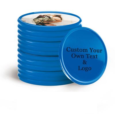 200-1000 Custom Poker Chips, 15 Colors Custom Plastic Tokens Personalized Logo/Text/Photo, Double Sided Print on a Chip, with Storage Box, Good for Drink Token, Bar, Business Card (Blue)