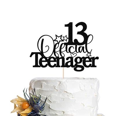 13 Official Teenager Cake Topperfor Teen 13th BirthdayHappy 13th Birthday/Pick 13 Fabulous Party Decoration Supplies (black)