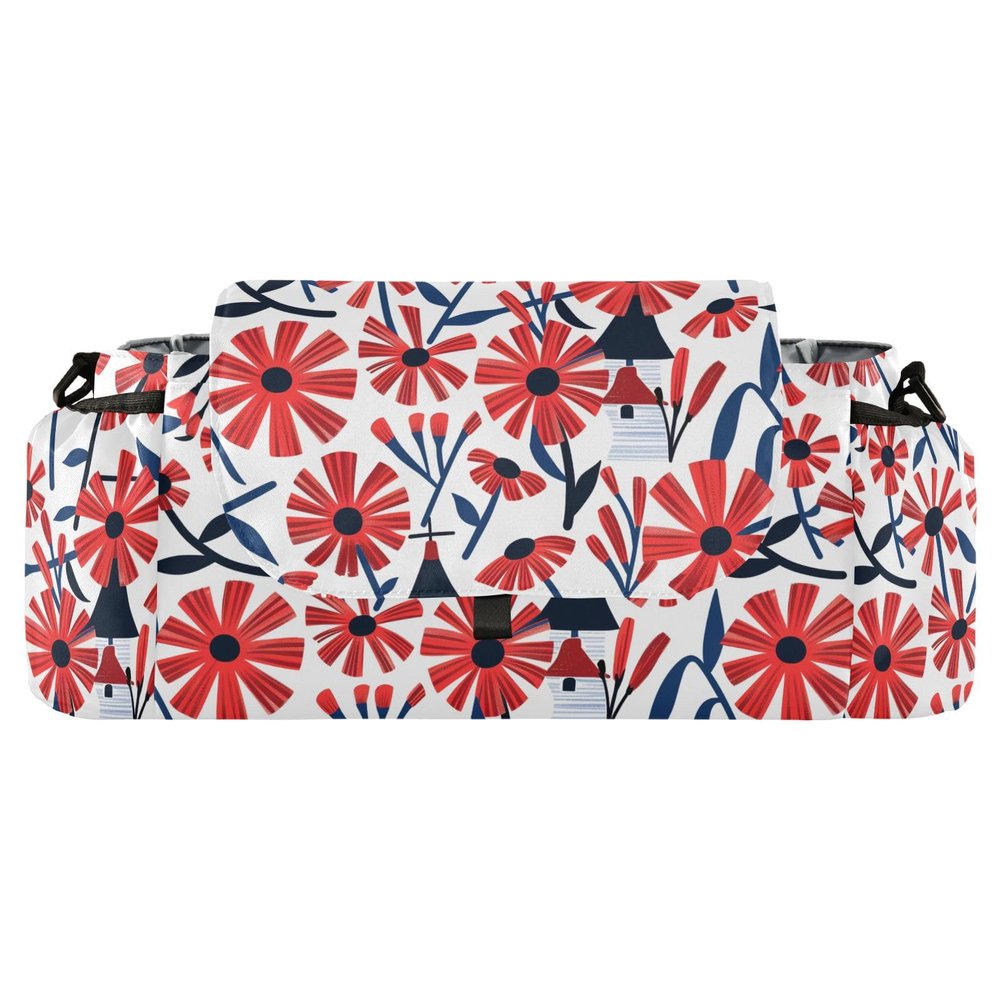 miaozhen Lovely Floral Red White stroller organizer with strap pocket caddy pocket organizador para carreola accesorios para