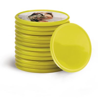 200-1000 Custom Poker Chips, 15 Colors Custom Plastic Tokens Personalized Logo/Text/Photo, Double Sided Print on a Chip, with Storage Box, Good for Drink Token, Bar, Business Card (Yellow)