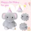 LLUKEME Birthday Elephant Plush Baby Toys, Clap Activated with Voice Recording, Singing Dancing Interactive Stuffed Animal, Easter Gift for Toddlers, Birthday Party Decor view 2