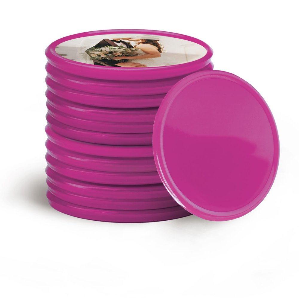 200-1000 Custom Poker Chips, 15 Colors Custom Plastic Tokens Personalized Logo/Text/Photo, Double Sided Print on a Chip, with Storage Box, Good for Drink Token, Bar, Business Card (Rose Red)