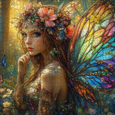 1000pcs Fantasy Fairy Paper Puzzle - Vibrant Find Butterfly Wing Art, Large Puzzle Toy Adult Game Gift - Family Interactive Game Puzzle DIY Home Decoration Brain Challenge Gift