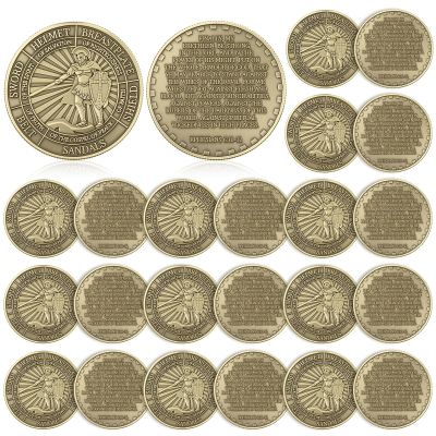 Nosiny 20 Pcs Armor of God Coins Metal Christian Challenge Coins for Religious Prayer Collector Christian Church School Party Commemorative Gifts (Vintage Style 2)