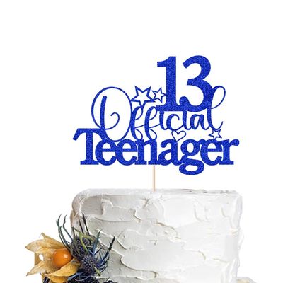 13 Official Teenager Cake Topperfor Teen 13th BirthdayHappy 13th Birthday/Pick 13 Fabulous Party Decoration Supplies (dark blue)