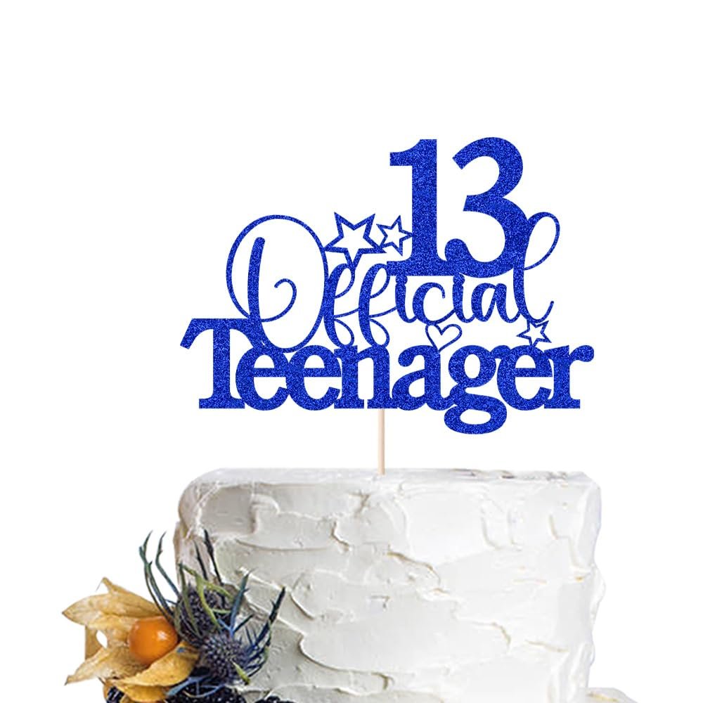 13 Official Teenager Cake Topperfor Teen 13th BirthdayHappy 13th Birthday/Pick 13 Fabulous Party Decoration Supplies (dark blue)