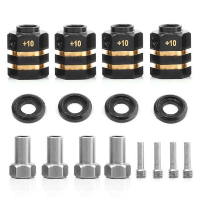 4PCS 12mm Wheel Hubs Hex Pins Adapter-Heavy Duty Brass (8/10/15/20mm) for TRAXXAS TRX4 TRX6 1/10 RC Crawler Car Upgrade Parts (15mm(Extended 10mm))