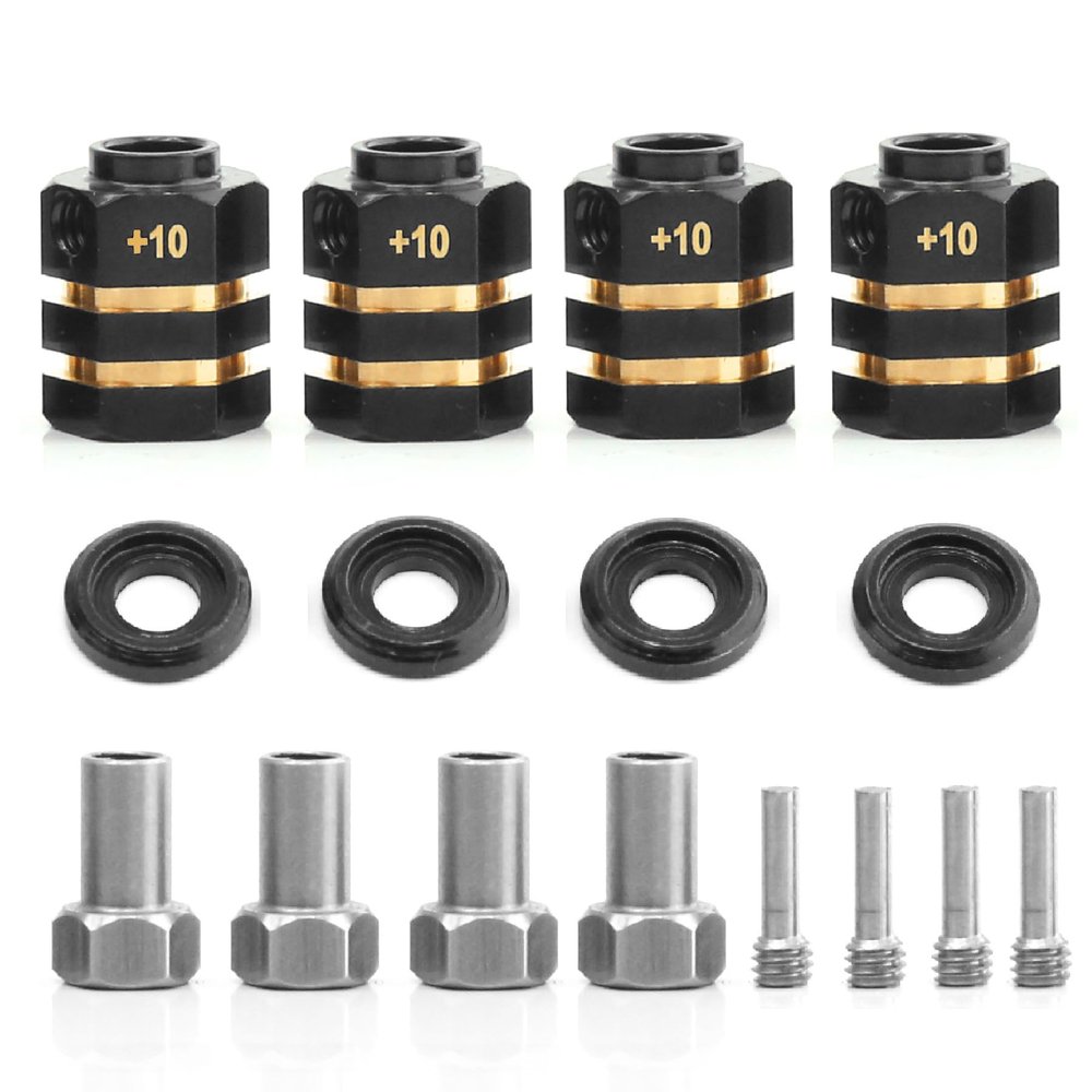 4PCS 12mm Wheel Hubs Hex Pins Adapter-Heavy Duty Brass (8/10/15/20mm) for TRAXXAS TRX4 TRX6 1/10 RC Crawler Car Upgrade Parts (15mm(Extended 10mm))