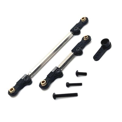 Aluminum Alloy Upgrade Compatible with MJX 1/12 H12Y H12Y+ Remote Control Car Upgrade Parts Front Axle Steering Rod Servo Rod Servo Arm Suitable for H12Y H12Y+ Upgrade Parts (Black)