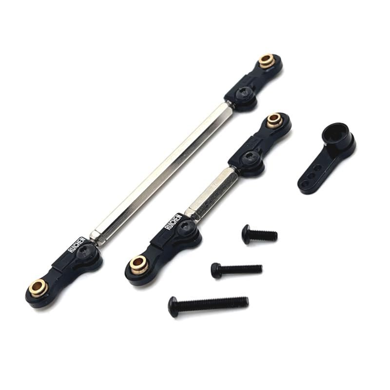 Aluminum Alloy Upgrade Compatible with MJX 1/12 H12Y H12Y+ Remote Control Car Upgrade Parts Front Axle Steering Rod Servo Rod Servo Arm Suitable for H12Y H12Y+ Upgrade Parts (Black)