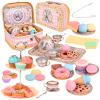 Tea Party Set for Girl, Tea Time Toys Including Tea Set Dessert Carrying Case, Kids Picnic Pretend Playset for Little Girls Birthday Toddler Kids Age 3-7 view 1