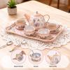 Tea Party Set for Girl, Tea Time Toys Including Tea Set Dessert Carrying Case, Kids Picnic Pretend Playset for Little Girls Birthday Toddler Kids Age 3-7 view 2