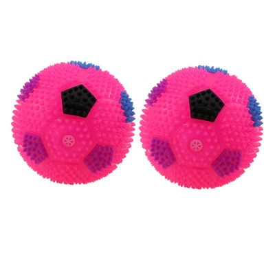 FELTECHELECTR 2pcs Flashing Elastic Massage for Boys and Girls Bouncy Simulation Footballs Sound for Indoor and Random Boy Girl Toy