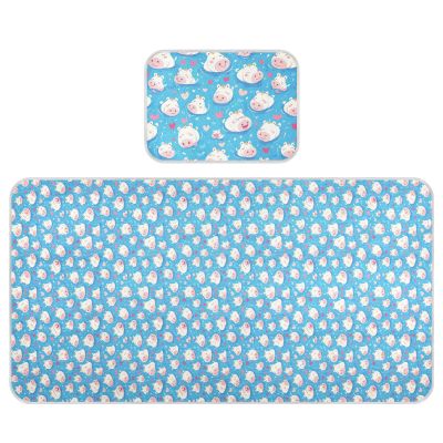 Cute Cartoon Blue Hippo Cooling Baby Toddler Mattress 28" x 52" Reusable Crib Padding for Kids, Adult