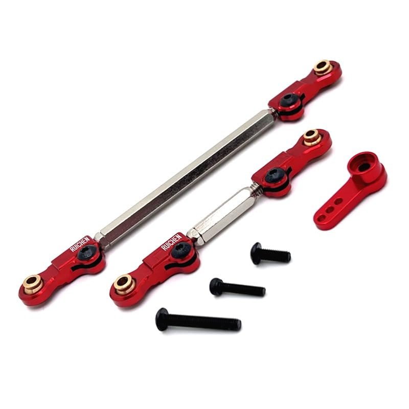 Aluminum Alloy Upgrade Compatible with MJX 1/12 H12Y H12Y+ Remote Control Car Upgrade Parts Front Axle Steering Rod Servo Rod Servo Arm Suitable for H12Y H12Y+ Upgrade Parts (Red)