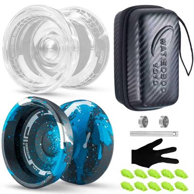 WATIEOBOO 2-Piece YoYo Set - P02 Crystal Beginner Yoyo & M18 Metal Camouflage Professional yoyo, Dual-Mode yo-yos Suitable for All Players and yo-yo Tricks.