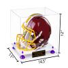 Better Display Cases Clear Acrylic Full-Size Football Helmet Display Case with Custom Name Plate, Clear Case, Purple Risers, and White Base (A002/V44) view 2