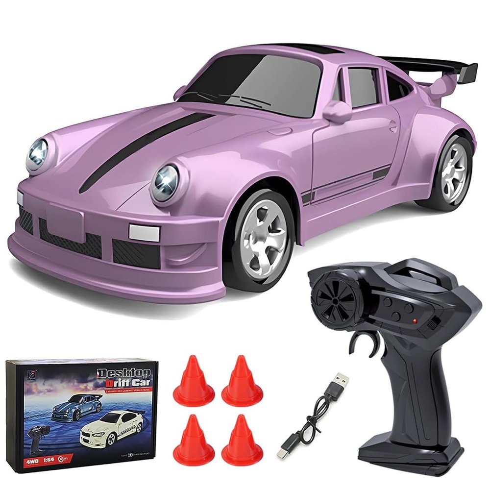 Actualia 1/64 Scale Drift RC Car, 2.4Ghz Desktop Mini Racing Drift Remote Contrl Car Model, 4WD Mini RC Vehicle Hobby Gift for Adults