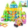 Crenova Magnetic Tiles with 2 Car Wheel Sets for Ages 3+ Boys & Girls, 60-Piece STEM Educational Toy, for Birthday Christmas view 1