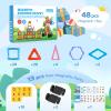 Crenova Magnetic Tiles with 2 Car Wheel Sets for Ages 3+ Boys & Girls, 60-Piece STEM Educational Toy, for Birthday Christmas view 3