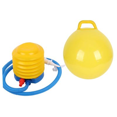BRIGHTFUFU 2pcs Inflatable Hop Ball for Boys and Girls Bouncing Handle Balls Pump for Indoor and Outdoor Fun Enhances Coordination and Balance PVC Material Yellow
