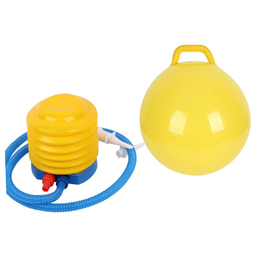 BRIGHTFUFU 2pcs Inflatable Hop Ball for Boys and Girls Bouncing Handle Balls Pump for Indoor and Outdoor Fun Enhances Coordination and Balance PVC Material Yellow