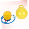 BRIGHTFUFU 2pcs Inflatable Hop Ball for Boys and Girls Bouncing Handle Balls Pump for Indoor and Outdoor Fun Enhances Coordination and Balance PVC Material Yellow view 2