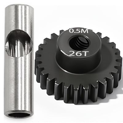 0.5M Pinion Gear 26T Hardened Steel 3.175mm Bore with 2.3mm Adapter, Precision Motor Gear for ARRMA 1/14 Typhon 1/16 Mojave 1/18 Granite, Losi 1/12, 0.5Mod Gear 13T-27T for HOBBYWING Motors