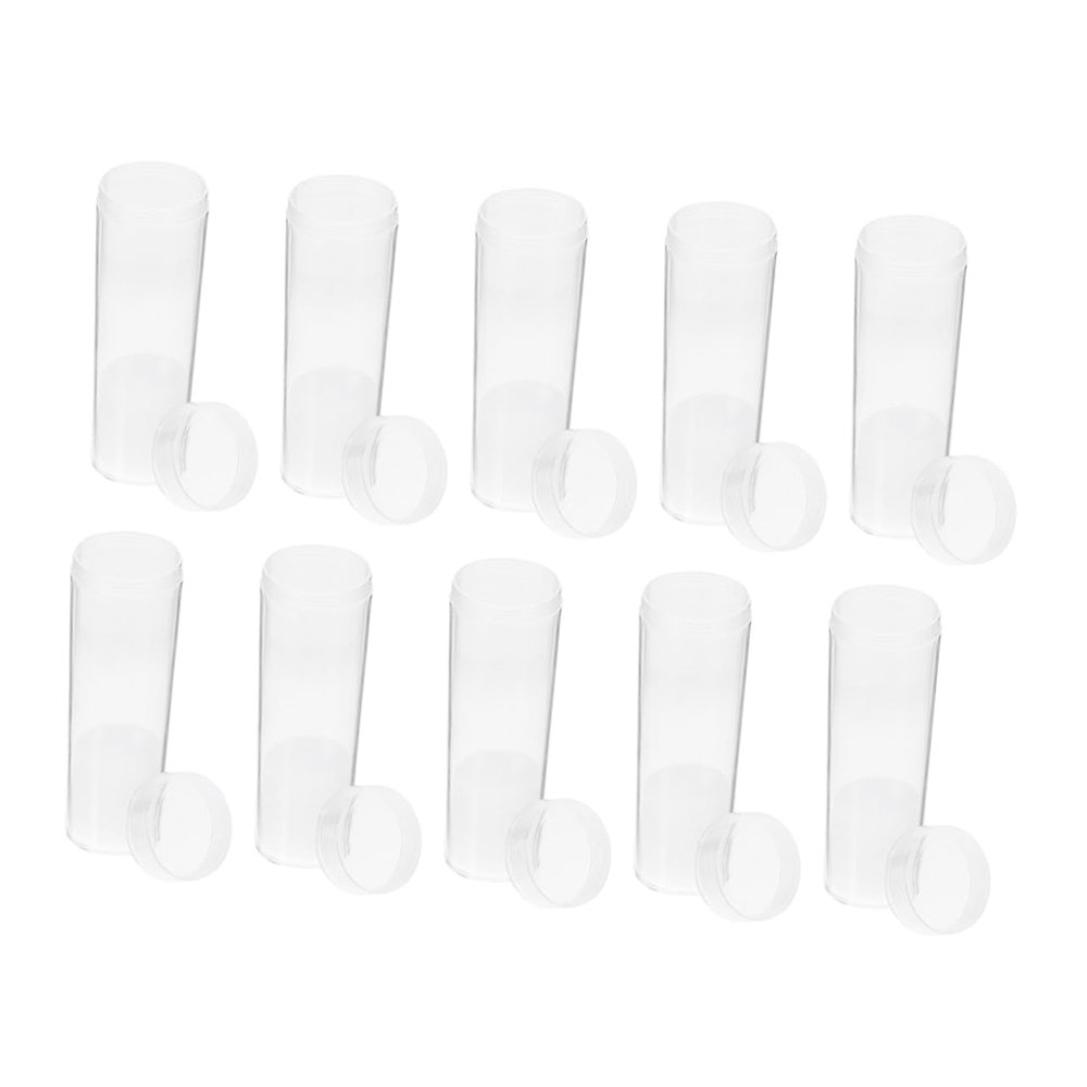 Angoily 10pcs Coin Storage Tubes Clear Plastic Holders with Screw Caps for Long Term Coin Protection Suitable for Collectors Elegant Design for Home and Office