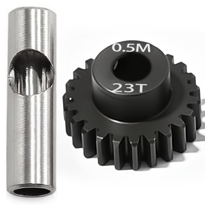 0.5M Pinion Gear 23T Hardened Steel 3.175mm Bore with 2.3mm Adapter, Precision Motor Gear for ARRMA 1/14 Typhon 1/16 Mojave 1/18 Granite, Losi 1/12, 0.5Mod Gear 13T-27T for HOBBYWING Motors