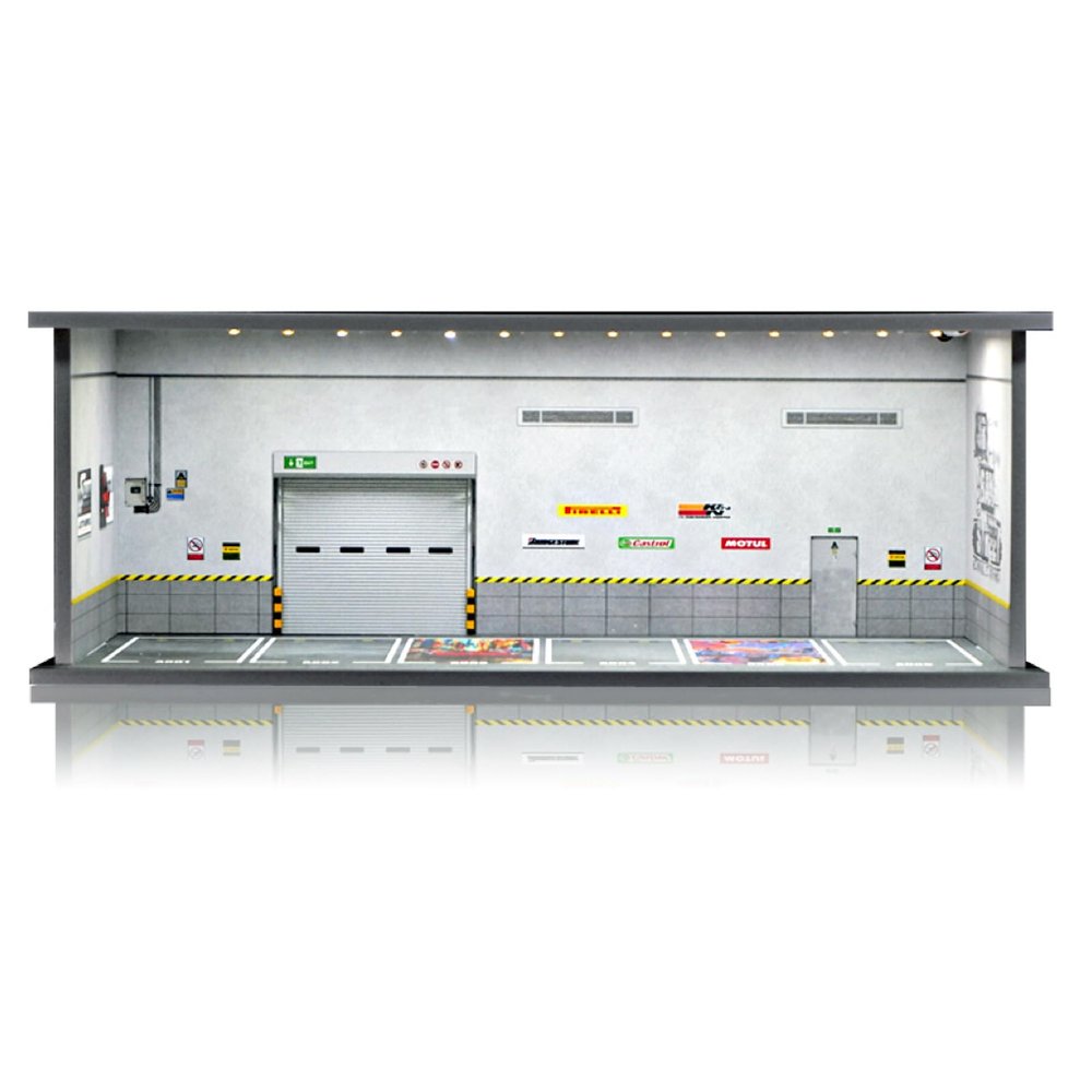 1/64 Scale Cars Display Case: Toy Car Parking Garage with LED Light Compatible with Hot Wheels, FoamBoard Storage Display for Matchbox with Acrylic Cover (Depot)