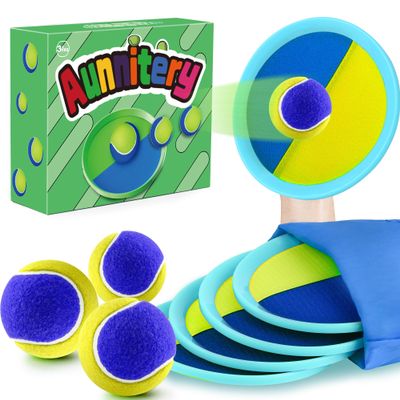 Aunnitery Toss and Catch Ball Set Beach Toys for Kids Outdoor Toys and Yard Games for Boys and Girls Improves Focus Great for Exercise Fun Easter Christmas Birthday Gift Idea (Yellow)