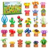 24 Pack Flowers Succulent Party Favors for Kids Building Set - 1012PCS Botanical Bonsai 3.6MM Mini Building Blocks Toy for Valentines Day Classroom Prize Stocking Stuffer Birthday Gift for Girl Boy 6+ view 1