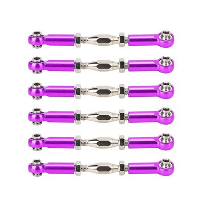 EVTSCAN 6Pcs Aluminum Alloy Adjustable Turnbuckle Rod Linkage for RC Car Upgrades (Purple)