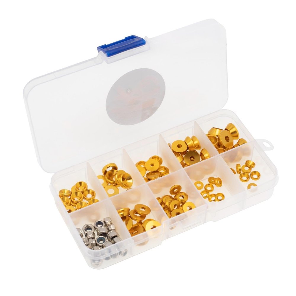 Aluminum Alloy Countersunk Head Round Head M2.5 M3 M4 Screw Gasket Nut Set for 1/10 1/8 RC Car Dress up Repair, 125PCS