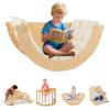 INFANS Wooden Arch Climber Rocker with Soft Cushion, 6 in 1 Montessori Climbing Toys for Toddlers, Waldorf Indoor Table Baby Children Ladder Gym Learning Playset for Kids (Natural with Desktop) view 1