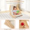 INFANS Wooden Arch Climber Rocker with Soft Cushion, 6 in 1 Montessori Climbing Toys for Toddlers, Waldorf Indoor Table Baby Children Ladder Gym Learning Playset for Kids (Natural with Desktop) view 3