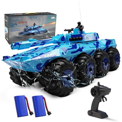 ANTSIR RC Tank Amphibious IFV Remote Control Truck Toy for Kids 5-12, 40+ Min Playtime, 2.4Ghz Waterproof Off-Road Crawler with Manually Rotating Turret (Blue Camouflage)