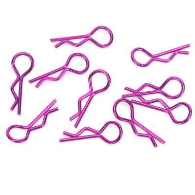 Holigie RC Car Shell Clips,10Pcs RC Car Shell Clip R Shape Metal Body Clips Pins for 1/5 1/6 1/8 1/10 RC Car (Purple)